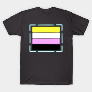 Nonbinary flag - glowing - wtframe comics T-Shirt